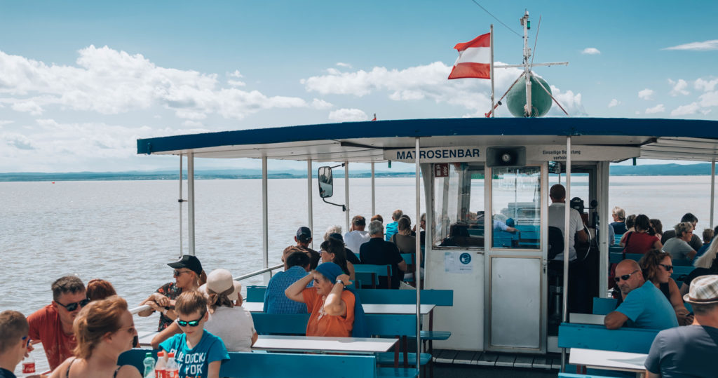 Navigation on Lake Neusiedl with passengers